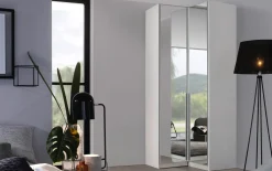 Drehtüren-Eckschrank Alabama, weiß, 100 x 229 cm, inkl. Spiegeltüren