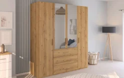 Drehtürenkleiderschrank Cherie, Asteiche-Nachbildung, 200 x 223 cm
