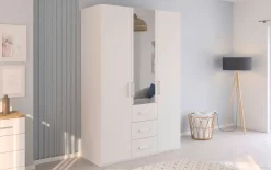 Drehtürenkleiderschrank Cherie, weiß, 151 x 223 cm