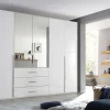 Drehtürenkleiderschrank Montclar, Hochglanz weiß, 250 x 223 cm, inkl. 2 Spiegeltüren und 3 Schubkästen