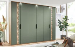 Drehtürenschrank Callao, Balkeneiche-Nachbildung/grün, 299,2 x 229,4 cm