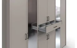Drehtürenschrank Düsseldorf, grau, 270 x 208 cm, inkl. Spiegelfront