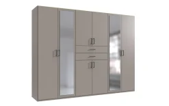 Drehtürenschrank Düsseldorf, grau, 270 x 208 cm, inkl. Spiegelfront