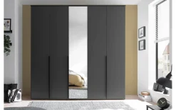 Drehtürenschrank Kevo, graphit, 225 x 225 cm, inkl. Spiegeltür