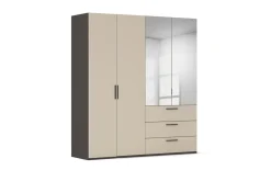 Drehtürenschrank Kosi Plus, champagner/graphit, 201 x 223 cm