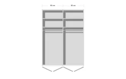 Drehtürenschrank Lissabon, Glas basalt, 181 x 229 cm