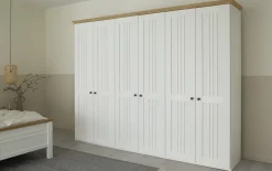 Drehtürenschrank Malmö, Lack weiß, 300 cm