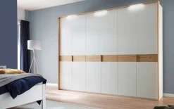 Drehtürenschrank Multiline, Balkeneiche/weiß