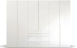 Drehtürenschrank Purisma, alpinweiß, 301 x 223 cm, inkl. 4 Schubkästen und Zusatzausstattung