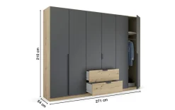 Drehtürenschrank Quadra Spin, Eiche Artisan-Nachbildung/graphit, 271 x 210 cm
