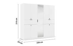 Drehtürenschrank Ticao, weiß, 226 x 210 cm