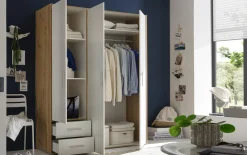 Drehtürenschrank Valencia, weiß, Korpus Artisan-Eiche, 155 x 195 cm