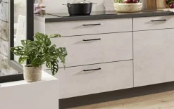 Einbauküche Bailo, Beton steinweiß, inkl. Elektrogeräte