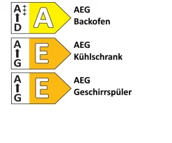 Einbauküche Esilia/Rosian, rostrot/Beton Terragrau-Nachbildung, inkl. Elektrogeräte