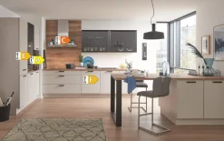 Einbauküche Esilia, sand ultramatt, inkl. AEG Elektrogeräte