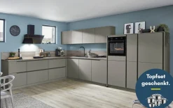 Einbauküche Esilia, taupegrau, inkl. Siemens Elektrogeräte