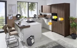 Einbauküche Forst/Rosian, sand/Nussbaum Nachbildung, inkl. AEG Elektrogeräte