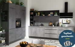 Einbauküche IP 1200, beton farbend, inkl. Privileg Elektrogeräte