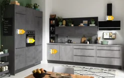 Einbauküche IP 1200, beton farbend, inkl. Privileg Elektrogeräte