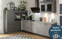 Einbauküche IP 1200, Beton Nachbildung, inkl. Elektrogeräte