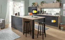 Einbauküche IP 4050/IP 1200, grau, inkl. Elektrogeräte