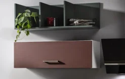 Einbauküche IP 1200, space grey/burgundrot, inkl. Elektrogeräte
