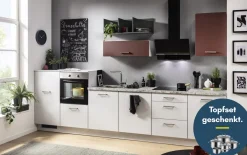 Einbauküche IP 1200, space grey/burgundrot, inkl. Elektrogeräte