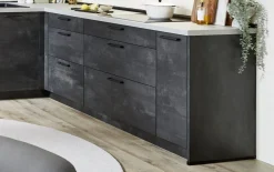 Einbauküche Lenzen, schwarzbeton Nachbildung, inkl. AEG Elektrogeräte