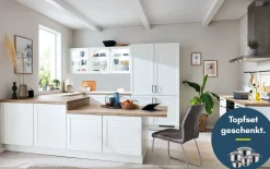 Einbauküche Nordina, Lack weiß matt, inkl. AEG Elektrogeräte