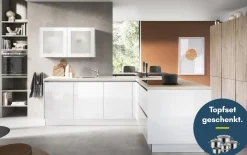 Einbauküche Perfect brillant/Bali, weiß, inkl. Bosch Elektrogeräte