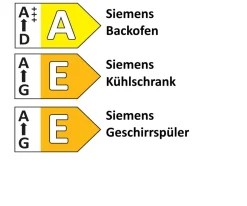 Einbauküche Perfect brillant, crema magnolia, inkl. Siemens Elektrogeräte