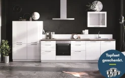 Einbauküche Perfect Brillant, Hochglanz polarweiß, inkl. Privileg Elektrogeräte