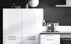 Einbauküche Perfect Brillant, Hochglanz polarweiß, inkl. Privileg Elektrogeräte