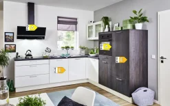 Einbauküche Perfect brillant/Meteor, weiß, inkl. AEG Elektrogeräte