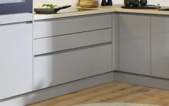 Einbauküche Perfect brillant, perlgrau, inkl. AEG Elektrogeräte