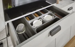 Einbauküche Perfect Brillant, perlgrau, inkl. AEG Elektrogeräte