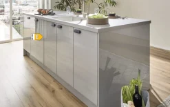 Einbauküche Perfect Brillant, perlgrau, inkl. AEG Elektrogeräte