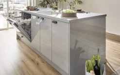 Einbauküche Perfect Brillant, perlgrau, inkl. AEG Elektrogeräte