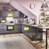 Einbauküche Perfect Brillant, perlgrau, inkl. Miele Elektrogeräte