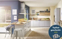 Einbauküche Perfect brillant/Vancouver, perlgrau Hochglanz, inkl. Privileg Elektrogeräte