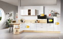 Einbauküche Perfect brillant, weiß, inkl. Privileg Elektrogeräte