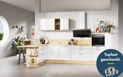 Einbauküche Perfect brillant, weiß, inkl. Privileg Elektrogeräte