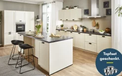 Einbauküche Ravenna, creme magnolie, inkl. AEG Elektrogeräte