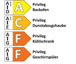 Einbauküche Riva, Beton Terragrau Nachbildung, inkl. Privileg Elektrogeräte