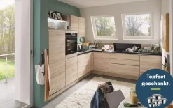 Einbauküche Riva, Eiche San Remo Nachbildung, inkl. Bora Muldenlüfter und inkl. Elektrogeräte