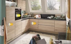 Einbauküche Riva, Eiche San Remo Nachbildung, inkl. Bora Muldenlüfter und inkl. Elektrogeräte