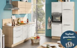 Einbauküche Rosian, Stadum, Weißbeton Nachbildung, inkl. Elektrogeräte