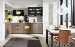 Einbauküche Stadum, Nussbaum Milano Nachbildung, inkl. AEG Elektrogeräte