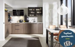 Einbauküche Stadum, Nussbaum Milano Nachbildung, inkl. AEG Elektrogeräte