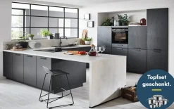 Einbauküche Structura, betongrau, inkl. Miele Elektrogeräte
